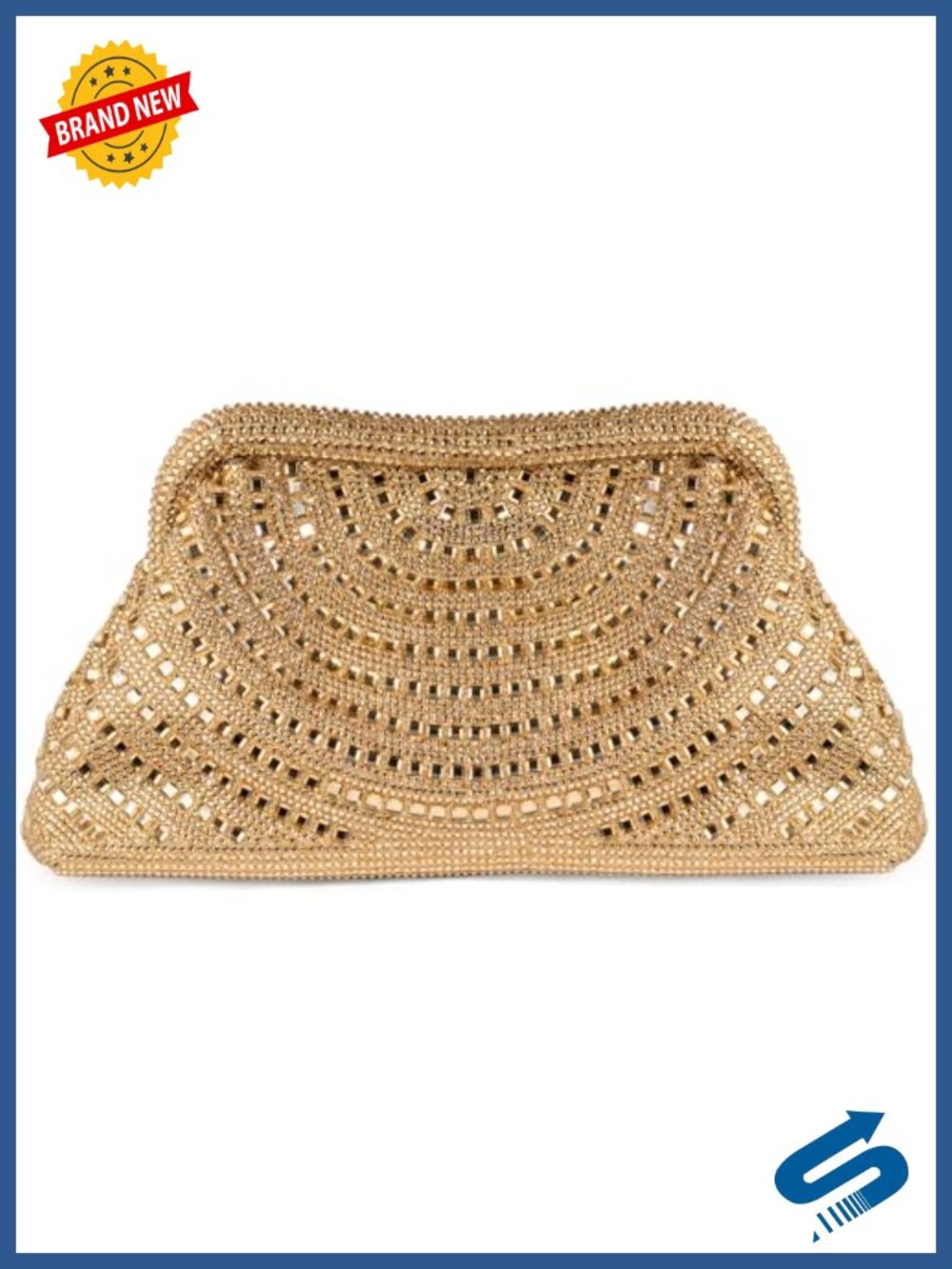 Crystal Rhinestone Geometric Clutch Evening Bag Detachable Chain Formal